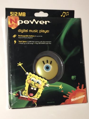 NIB Spongebob Digital Music Player MP3 / WMA Music Playback 512MB / 250 Songs