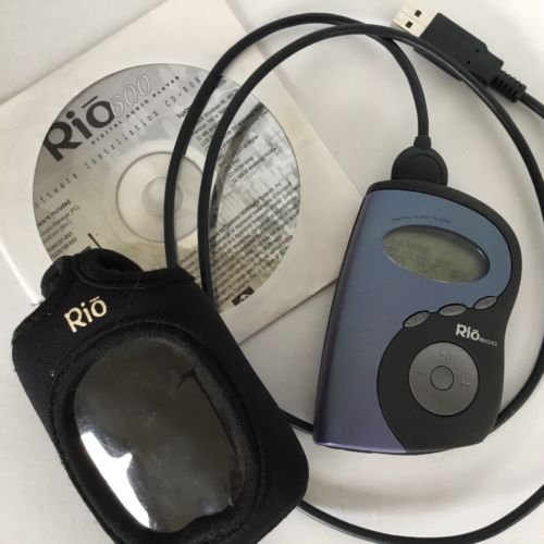 Vintage MP3 Player Rio 600 Bundle Software USB Cord Belt Pouch Cover Tech Music
