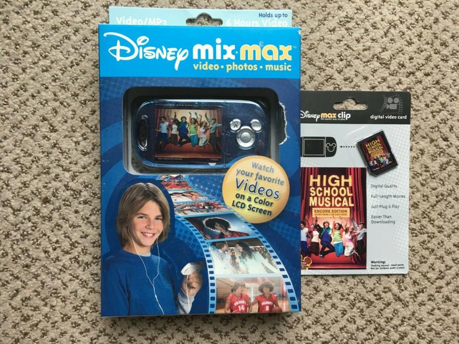 NEW IN PACKAGE DISNEY MIX MAX MEDIA MP3 PLAYER HIGH SCHOOL MUSICAL CLIP BLUE