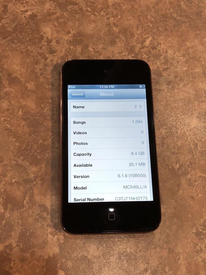 Apple iPod touch 4th Generation 8GB Black - Works Excellent 1,500+ Songs