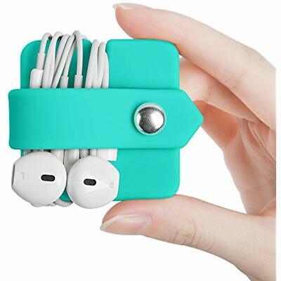 Silicone Cases Earphone Organizer Wrap Winder Headphone Cord Manager/Cable Blue