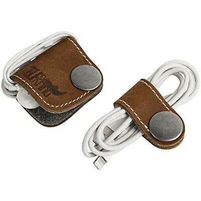 Genuine Cases Leather Headphone Earphone Organiser Cord Wrap Winder Manager Pack