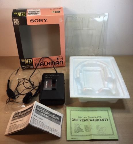 Vintage SONY WALKMAN WM-AF23 Cassette Player + Headphones In Box Manual Japan