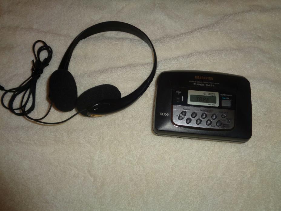 AIWA Personal AM/FM Radio/Cassette Player with AIWA Headphones TX366