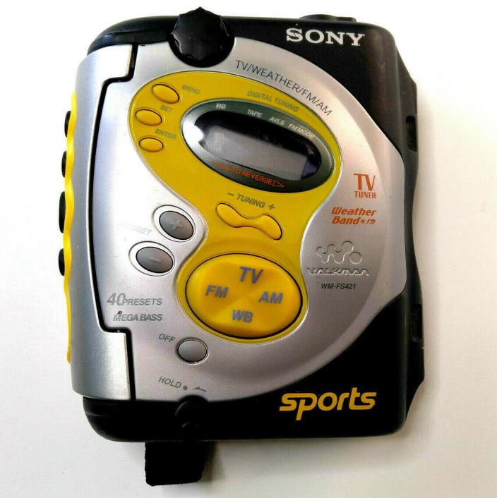 Sony Walkman Sports WM-FS421 TV/Weather/FM/AM Radio Auto-R Cassette Tape Player