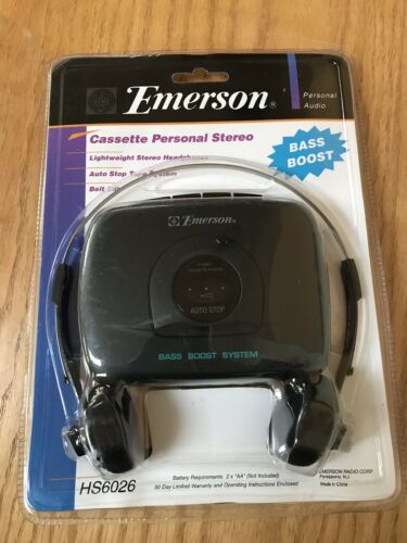 Emerson Personal Stereo Cassette Player Bass Boost Portable Walkman Headphones
