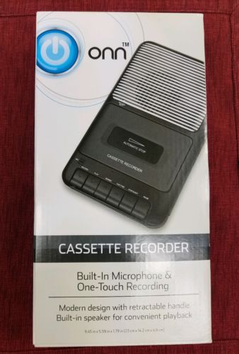 Onn Portable Cassette Recorder External Microphone & 3 New Sealed Cassette Tapes
