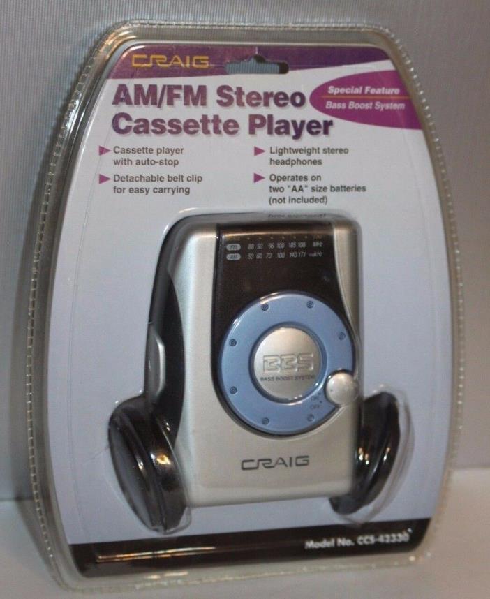 Sealed Craig Cassette Player ccs-42330 Bass Boost System Headphones AM/FM Radio