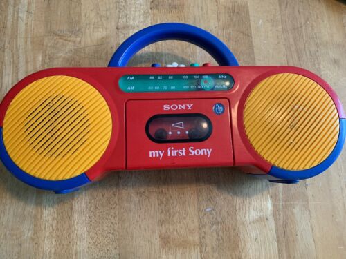 My First Sony CFS-2050 AM/FM Cassette Boom Box Radio Aux RARE Read Description