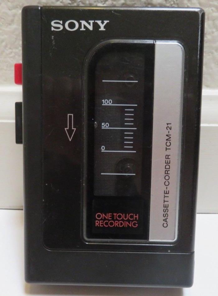 SONY Cassette-Corder WALKMAN Recording TCM-21, speaker on back, PARTS or REPAIR