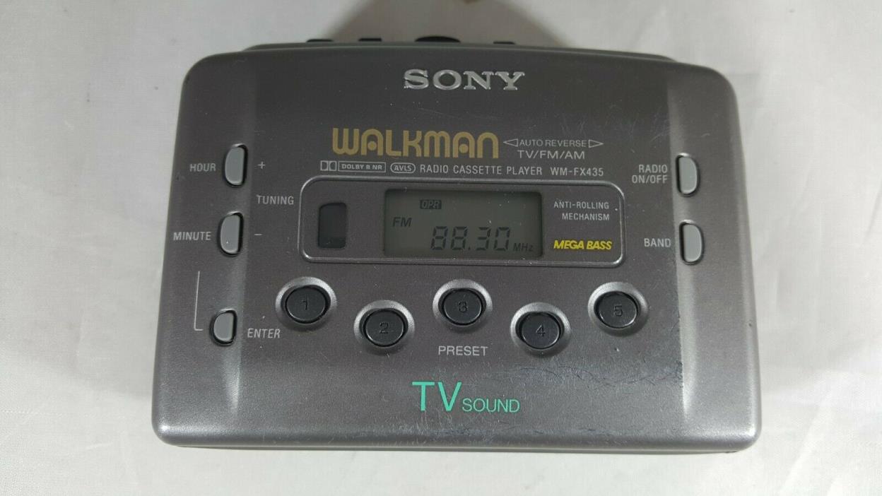 Sony Walkman WM-FX435 TV/FM/AM Cassette Tape, Radio Works, Needs Belts