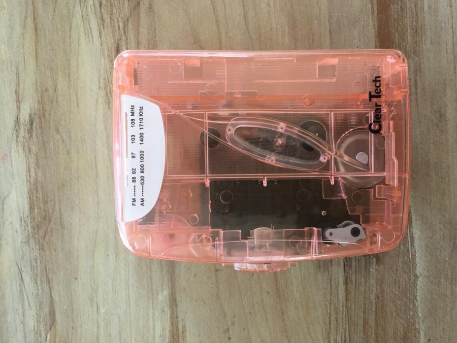 Clear Tech Portable Tape Player Pink AM FM Stereo Cassette