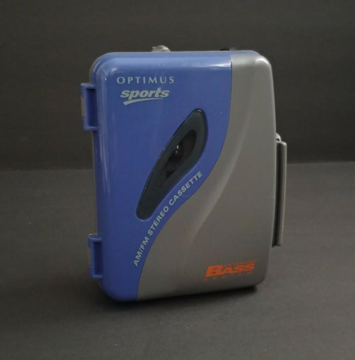 Optimus Sports Cassette Tape Walkman AM FM Stereo Radio SCP 100 Extended Bass