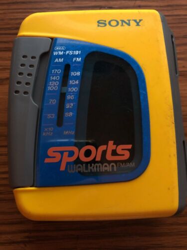 Vintage Sony Sports Walkman FM/AM Radio Cassette Player Yellow WM-FS191 Works