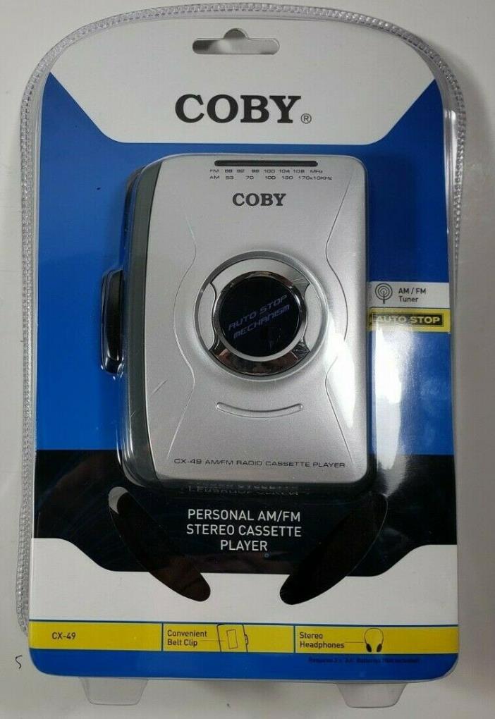 Coby Personal AM/FM New In Package Cassette Player CX-49 With Head Phones