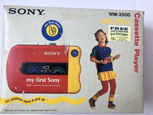 Vintage My First Sony Cassette Kids Walkman Stereo Player WM-3500 NIB 1990
