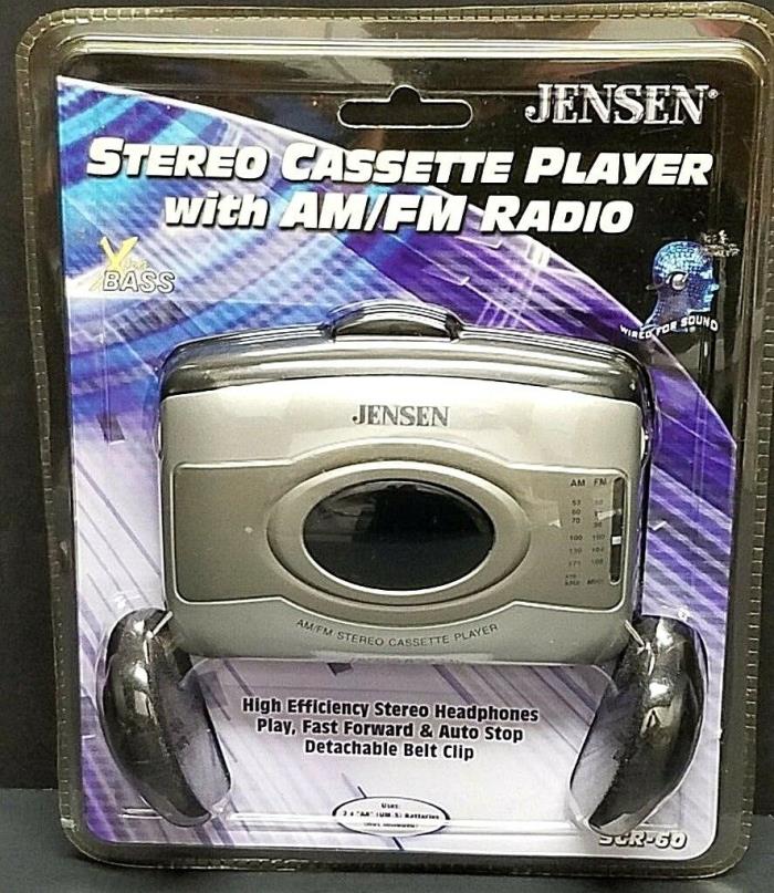 JENSEN Stereo Cassette Player w/ AM FM Radio & Headphones SCR-60  NEW & SEALED!