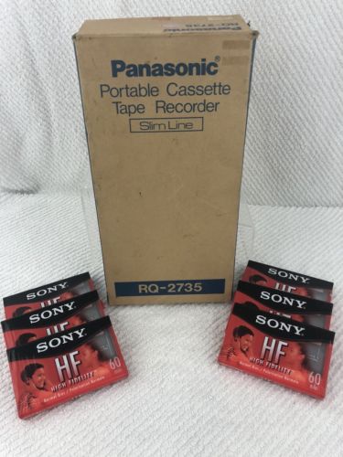Vintage Panasonic RQ2735 Slim Line Cassette Recorder/Player Portable W/ Tapes