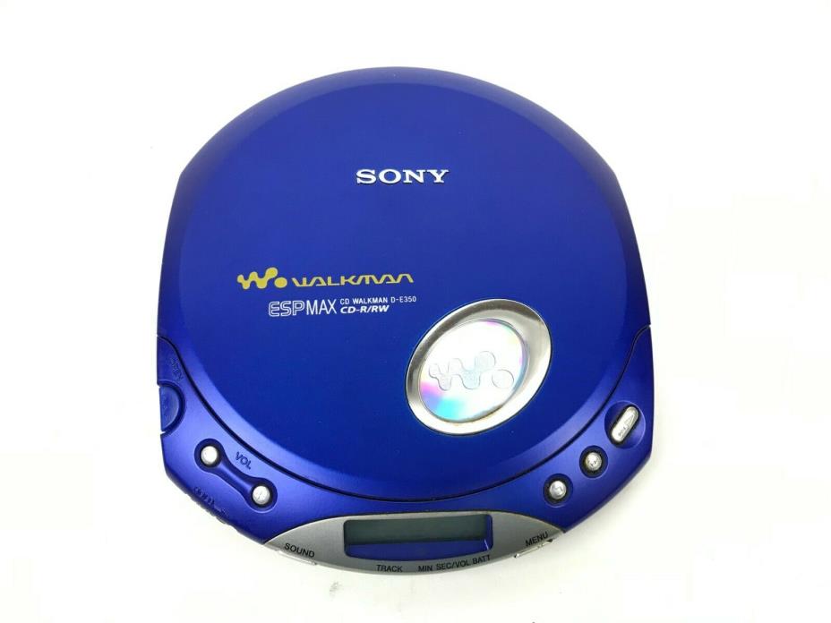 SONY D-E350 Blue WALKMAN Portable CD Player ESP Max DISCMAN CD-R/RW Tested WORKS