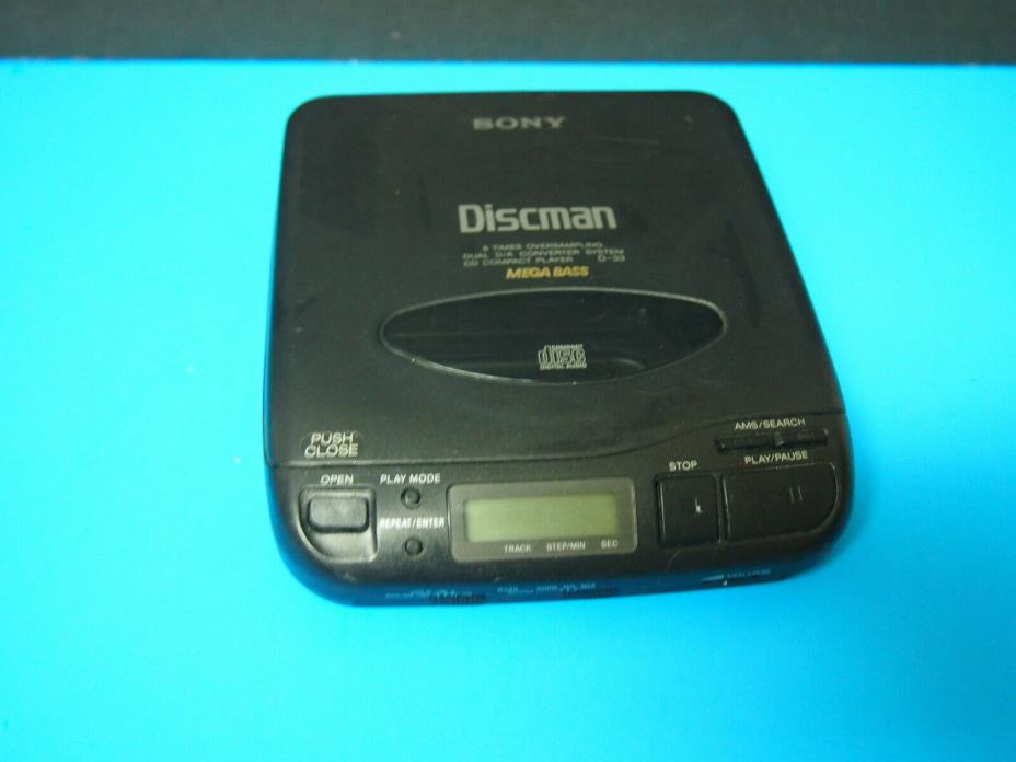 Sony Discman D-33 Portable Compact CD Player Mega Bass NOT WORKING