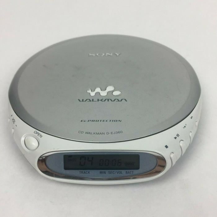 Sony Walkman D-EJ360 Discman White/Silver CD Player - G Protection TESTED, WORKS