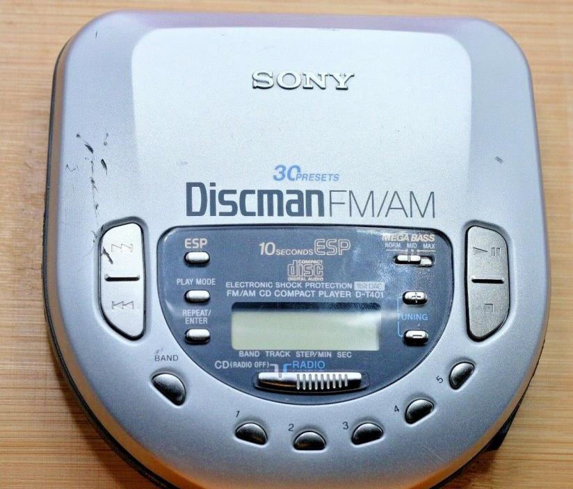 SONY D-T401 Discman Portable CD Player With AM/FM Radio Ugly-Plays Well