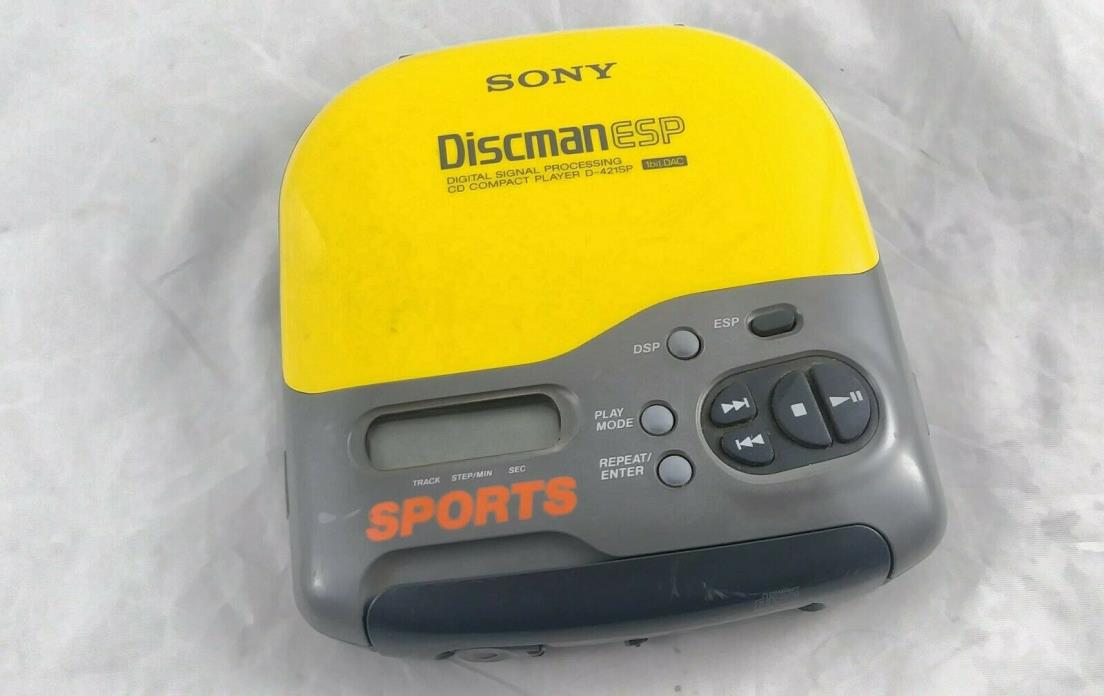 Sony Discman ESP CD Compact Disc Player D-421SP Parts or Repair