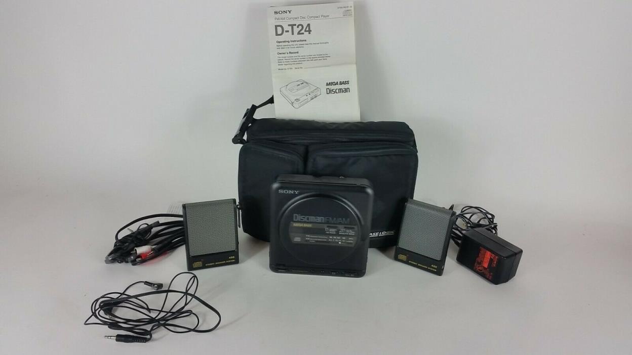 Vintage Tested Working Sony Discman CD Player FM/AM Radio D-T24 lot bundle walk