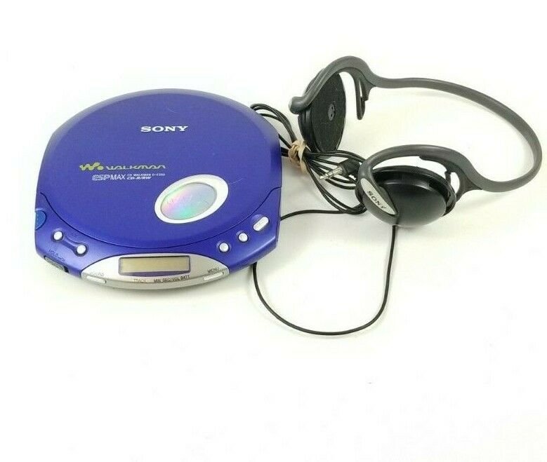 Sony Walkman CD Player D-E350 Blue with Sony Headphone MDR-G051