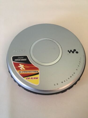 SONY CD Walkman D-EJ011 G-Protection Mega Bass CD-R/RW Silver Tested and Working