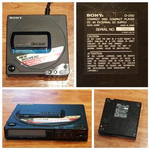 Sony D-250 Discman CD Player for Restoration Repair, Rare All Black Metal Japan