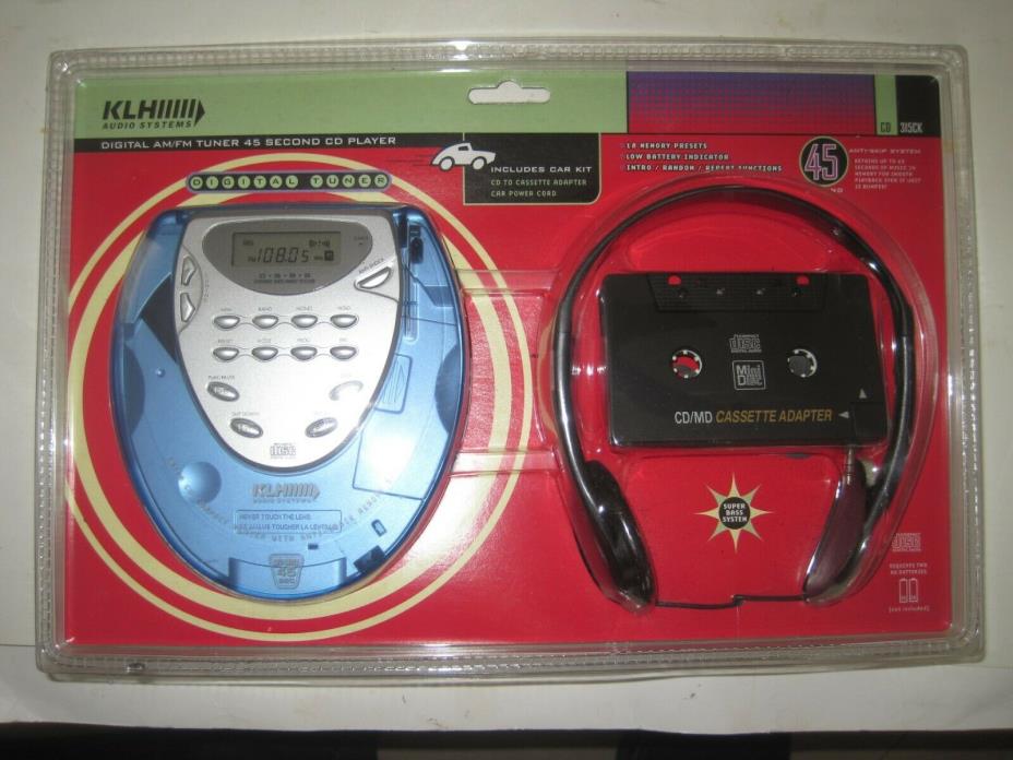 KLH CD 315CK Portable Audio Player-Digital AM/FM Tuner 45 sec. w/Car Kit