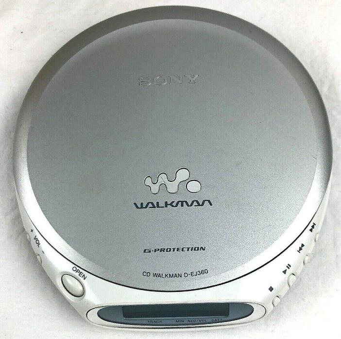 Sony Walkman D-EJ360 CD Discman Silver White Portable Player Tested Working