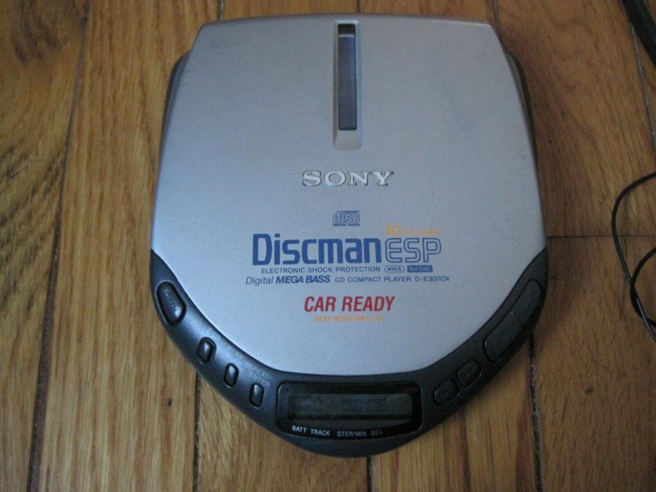 Sony Discman D-E307CK WORKS TESTED Portable CD Player Headphones ESP 1bit DAC