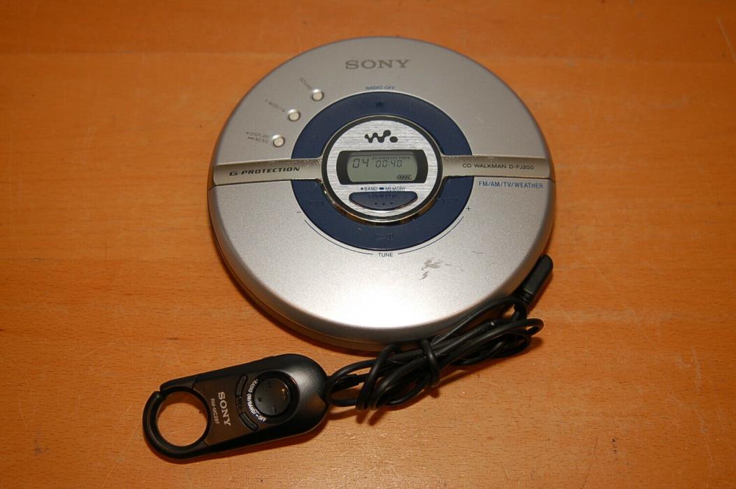 SONY Portable CD Player Walkman Discman D-FJ200 AM FM TV Weather Radio w/ Remote