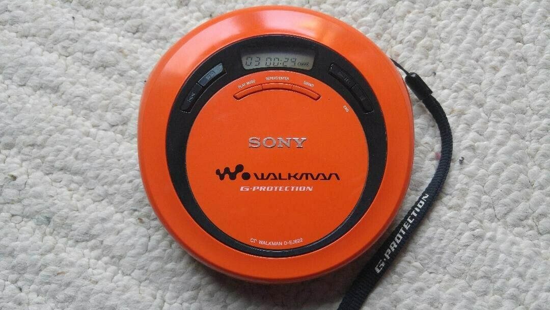 Orange Portable Sony CD Walkman D-EJ622 Player with AC Adapter