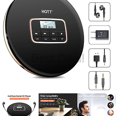 Portable CD Player, HOTT Personal Compact Disc Player with Headphones and Pow...