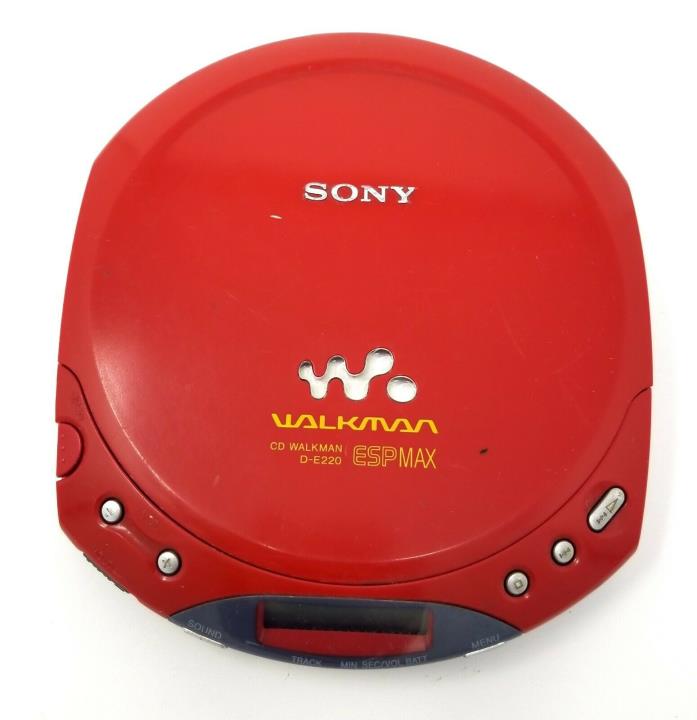 Sony CD Walkman RED D-E220 Discman ESP MAX Portable Personal *Tested & VGC*
