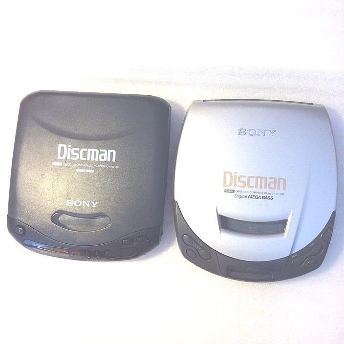 2 Sony Discman Portable CD Players 1999 Sony D-191 & 1996 Sony D-142CK AVLS BASS