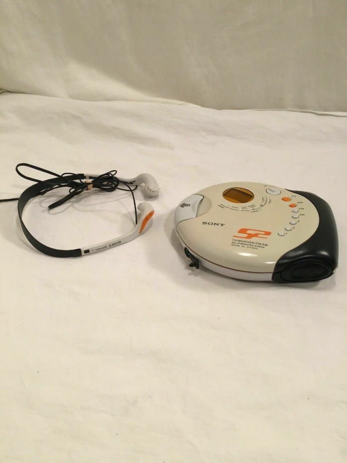 Sony D-FS601 S2 Sports Walkman CD/Disc Player TV/Weather/FM/AM Radio w Headphone