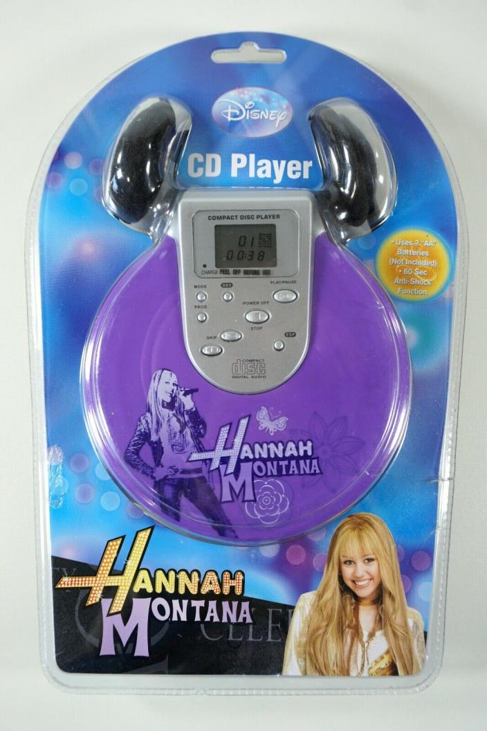 New Sealed Hanna Montana Disney Channel CD Player and Headphones, Model A17H0552