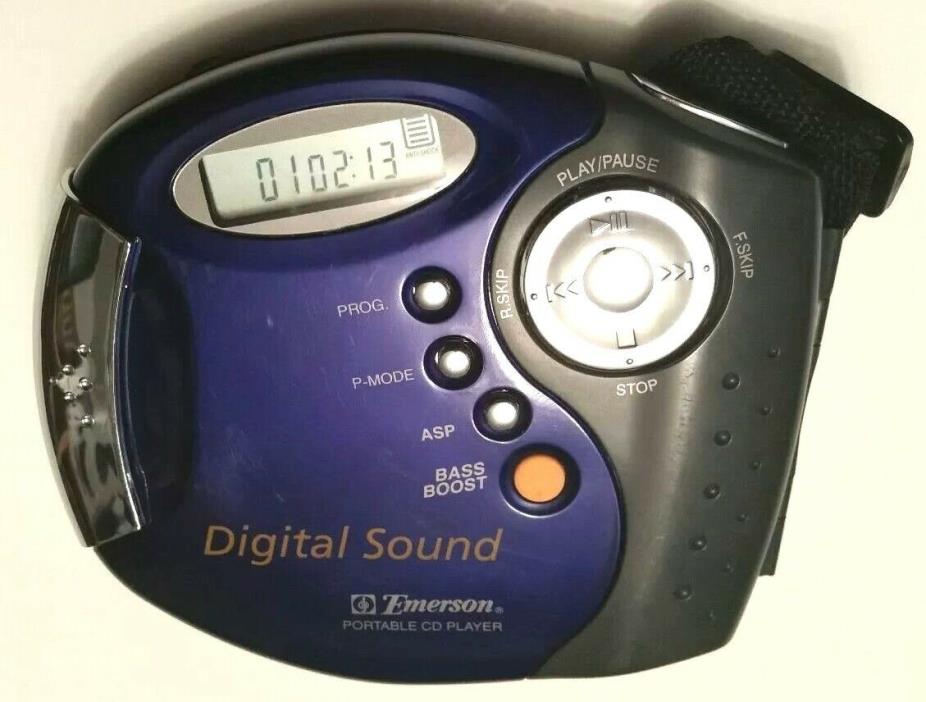 Emerson Digital Sound Portable CD Player Anti Shock HD7003BL With Strap Tested