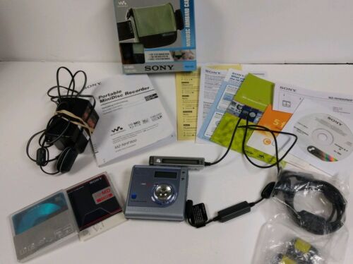 Vintage SONY HI-MD MINIDISC Recorder Walkman MZ-NHF800 w/ Accessories & Armband