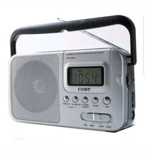 NEW Coby CX-39 Radio AM FM Shortwave Radio-Silver-Digital Lighted Display