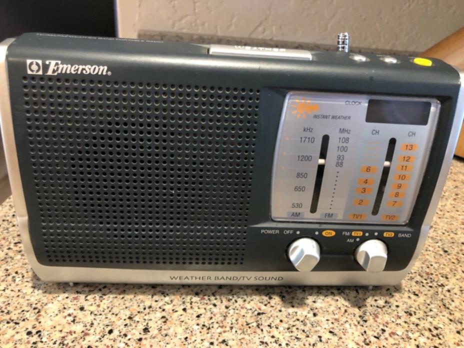 Emerson AM/FM/TV Instant Weather Band Radio Digital Clock AC/DC Power