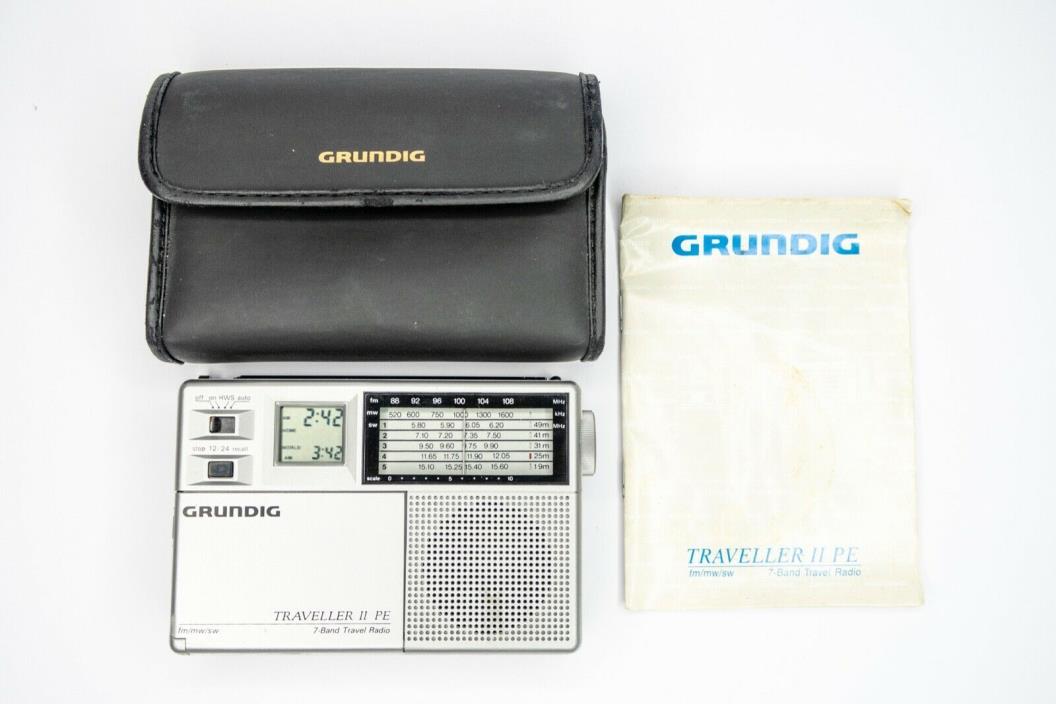 Excellent Grundig Traveller II PE 7-Band Travel Radio FM/MW/SW Case Manual
