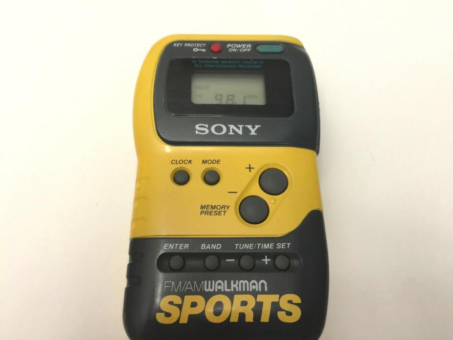 Sony FM AM Walkman Sports SRF-M70 Radio Yellow Tested Free Shipping