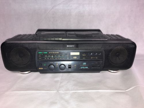 Sony CFD-68 Boombox CD Radio Stereo Cassette Black Working Great Condition 1989