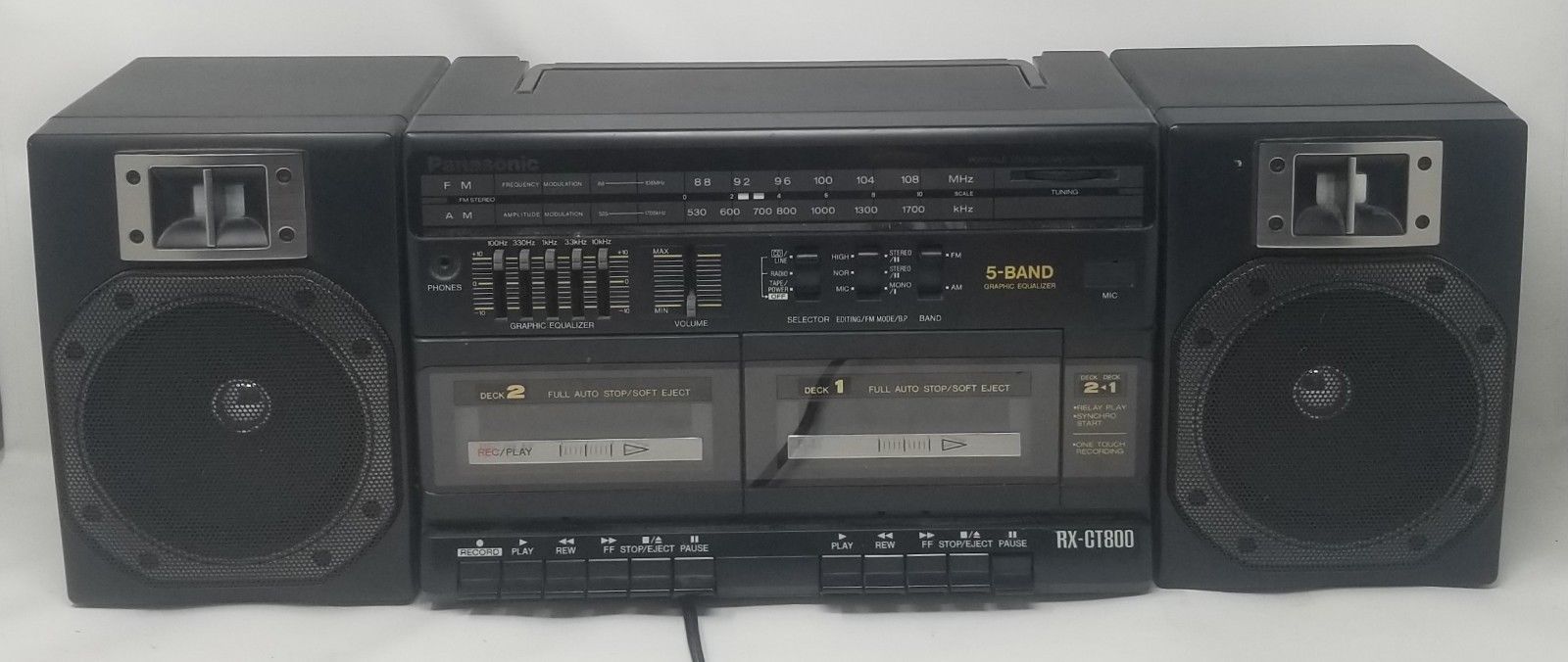 Panasonic RX-CT800 BoomBox  Dual Tape FM/AM/5 Band EQ Aux INPUT Jack Ships FREE