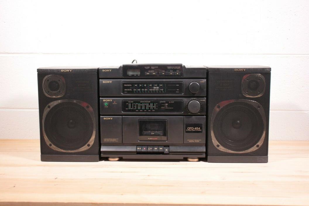 Sony Boombox CFD-454 stereo CD Cassette player recorder AM/FM radio w/ equalizer